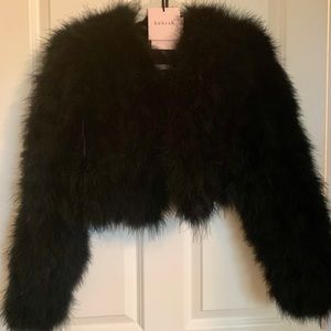 Bubish Luxe Upcycled Feather Cropped Jacket